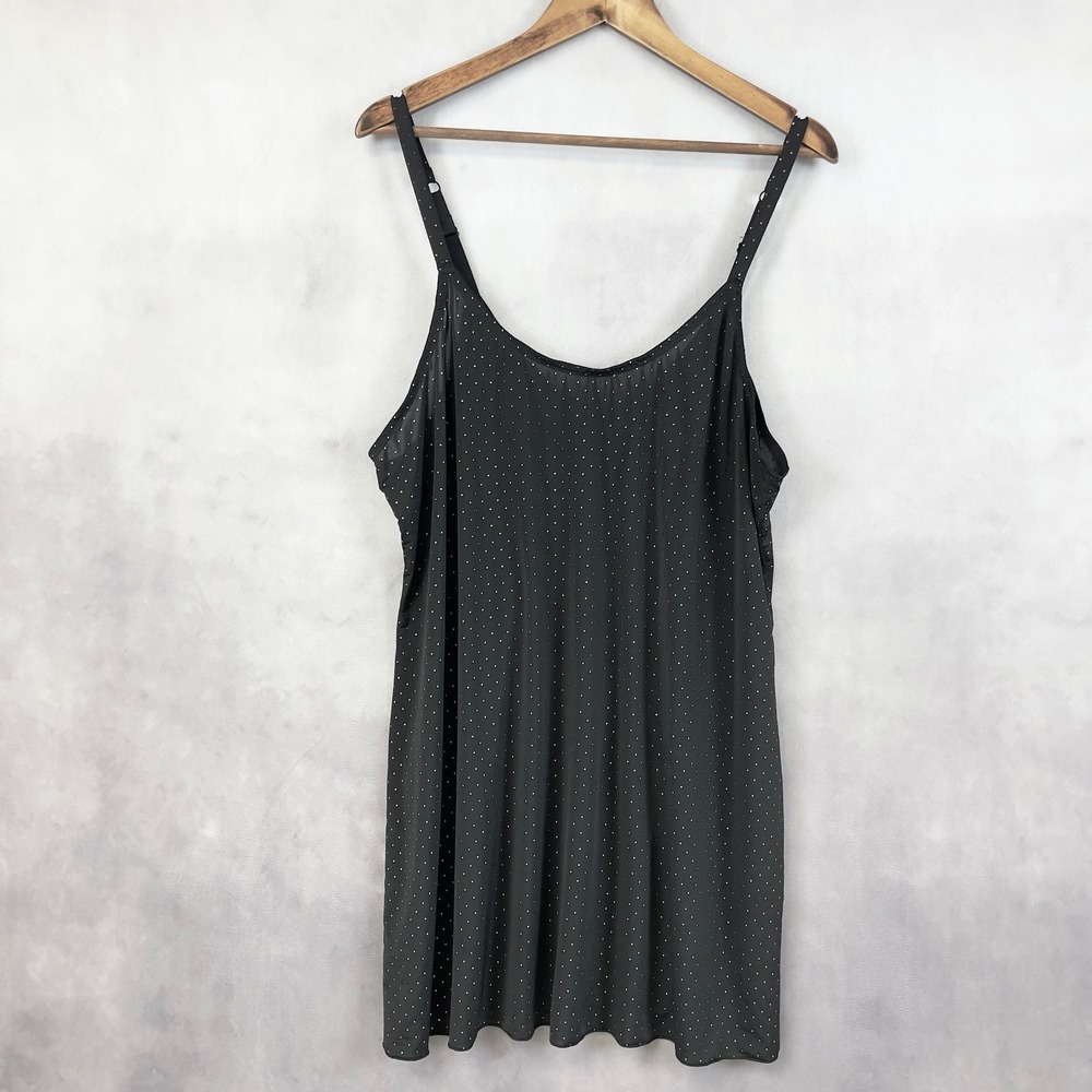 True Desire Womens Nightgown 2X Stretch Polka Dot Slip Dress Sleepwear Goth Glam